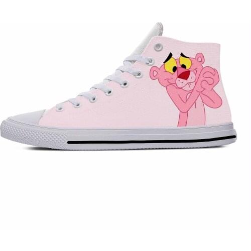Panther Cartoon Cute Fashion Pink Vogue Funny Casual Cloth Shoes High Top Lightweight Breathable 3D Printed Men women Sneaker