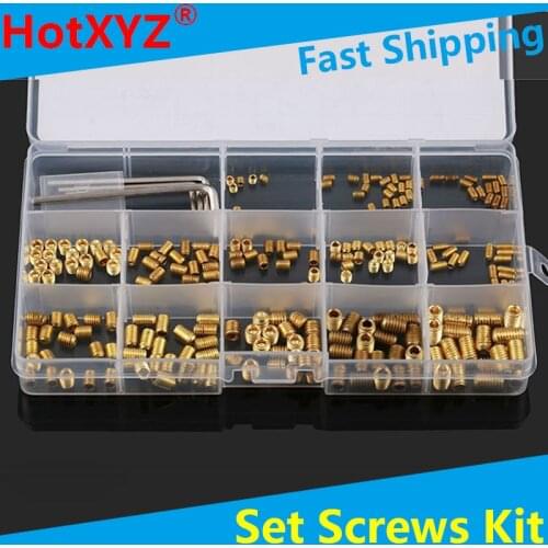 Brass Nylon Black Alloy Steel Internal Hex Socket Drive Cone Dog Flat Cup Point Set Screw Assortment Kit Allen Head Grub Bolt