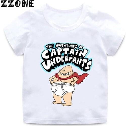 Boys and Girls Captain Underpants Cartoon Print T shirt Kids Funny Casual Clothes Baby Summer Short Sleeve T-shirt