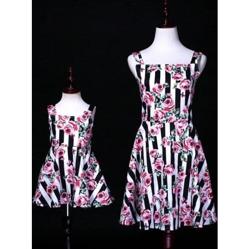 Mum and Daughter Clothes Dress Mom and Me Mama Bear Summer Beach Wear Sleeveless Vest Matching Clothes for Infant Baby Dress