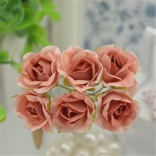 60pcs Silk Gradient Mini Rose Artificial Flower Bouquet For Wedding Decoration DIY Scrapbook Fake Flowers Craft Wreath Supplies