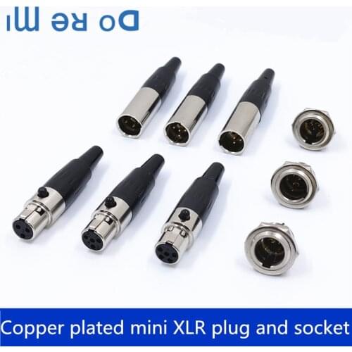 1pc Mini XLR 3 4 5 Pin Male/Female Plug Socket Soldering MIC Cable Wire Connector Gold Plated Small XLR Microphone Plug Jack