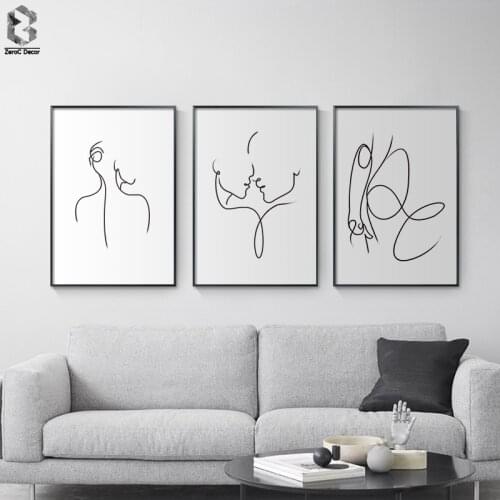 Minimalist Line Art Canvas Painting Love Couple Posters and Prints Wall Picture for Living Room Scandinavian Home Decor