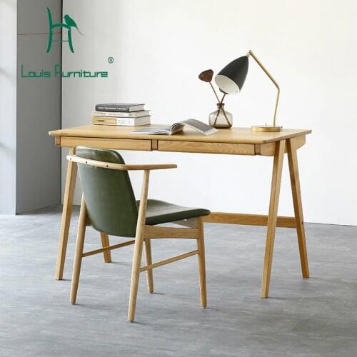 Louis Fashion Computer Table North European Real Wood Desk Office Bedroom Oak Simple Japanese Style Drawer Writing Desk