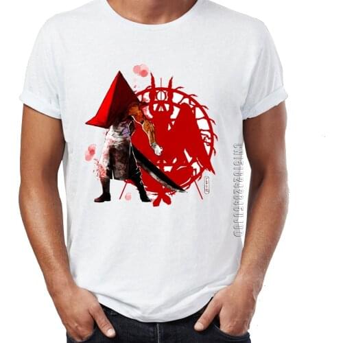 Mens T Shirt The Dreadful Pyramid Head Silent Hill Monster Horror Gaming Villain Awesome Artwork T-shirts Homme O-Neck Camiseta