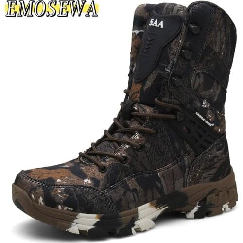 Camouflage Brown Men Boots Work Boots Shoes Men Desert Tactical Military Boots Autumn Winter Special Force Army Ankle Boots Men