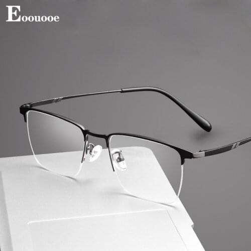 Men Eyewear Fashion Optical Eyeglasses Half Frame Alloy Super Light Prescription Glasses Frame