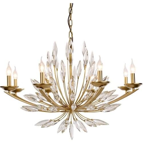 New design gold chandelier crystal lamp AC110V 220V lustre cristal LED dinning room living room luxury light