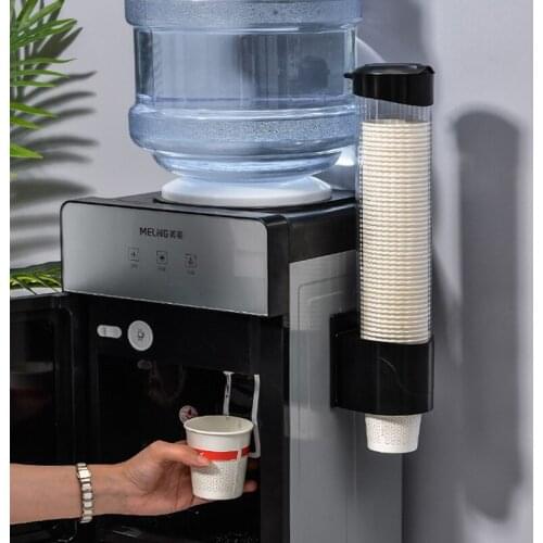 Disposable Paper Cup Dispenser Holder Wall-Mounted Cup Holder Dustproof with Cover Cup Dispenser Automatic Storage Cup Container