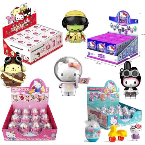 Genuine Hellokitty Blind Box Mystery Box 45Th Anniversary Commemorative Edition Time Travel 1-2Generation Gacha Blocks Child toy
