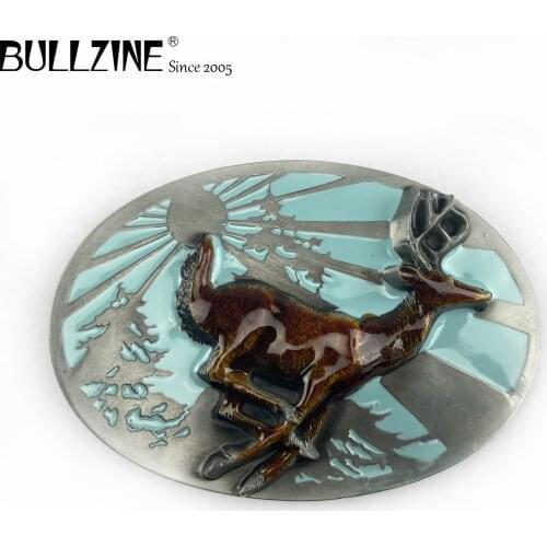 The Bullzine Deer belt buckle with pewter finish FP-02466 suitable for 4cm width belt
