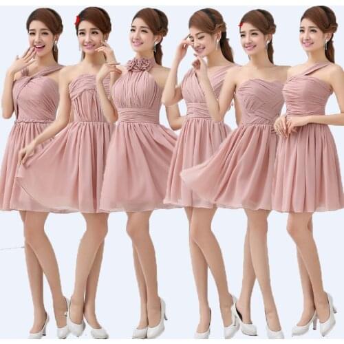 Dusty Pink Bridesmaid Dresses Halter Pleat Cheap Custom made Mix style Bridesmaid Dresses Prom Party Dress Women Vestidos 2017