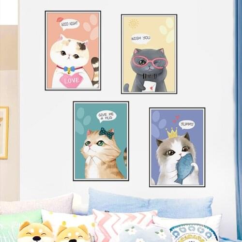 Self Adhesive Cats Wall Stickers Home Living Room Decoration Paintings for Interior Sofa Background Bedroom Wall Decoration