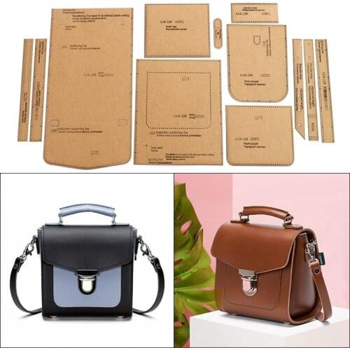 1Set DIY Kraft Paper Template Small Square Bag Shoulder Bag Crossbody Bag Leather Craft Pattern DIY Stencil Sewing Pattern