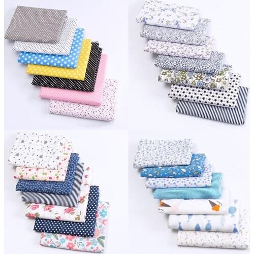 Sewing Fabric for Household DIY Handmade Cotton Flower Pattern Sewing Supplies 7 Pcs/Set Multi Purpose Patchwork Cloth 25*24CM