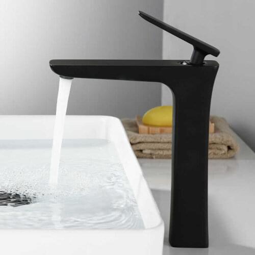Basin sink of the deck faucet assembled mixer of the basin of hot water and cold black faucets matte sink single bore