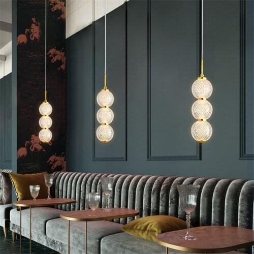 Modern Long Glass Ball Pendant Lamp Living Room Background Bedroom Bedside Hanging Lamp Dining Room Corridor Aisle Pendant Light