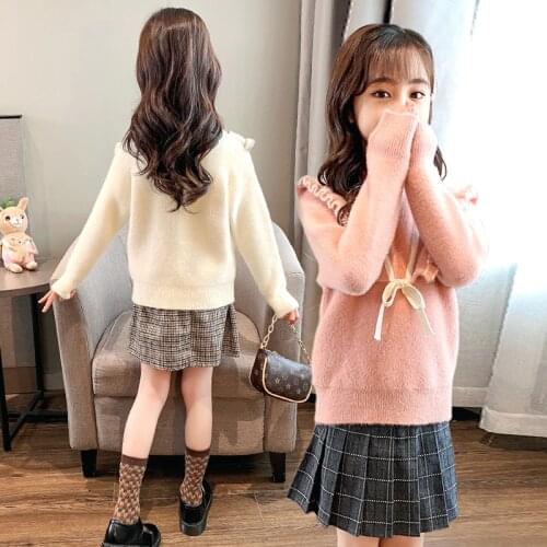 Girl Sweater Kids Baby Outwear Tops 2021 Beauty Fleece Thicken Warm Winter Autumn Knitting Flexible Children Clothing
