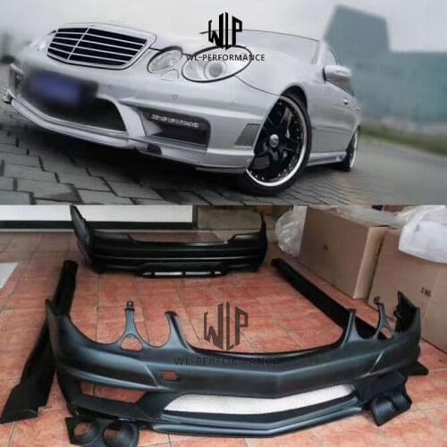 W211 High Quality FRP Material Car Body Kit Front Rear Bumper Side Skirts For Mercedes-Benz E200 E240 E260 E280 05-10
