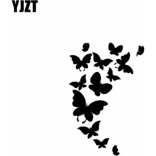 YJZT 12CM*17.7CM Many Beautiful Butterfly Funny Vinyl Decal Cool Car Sticker Black/Silver C19-0563