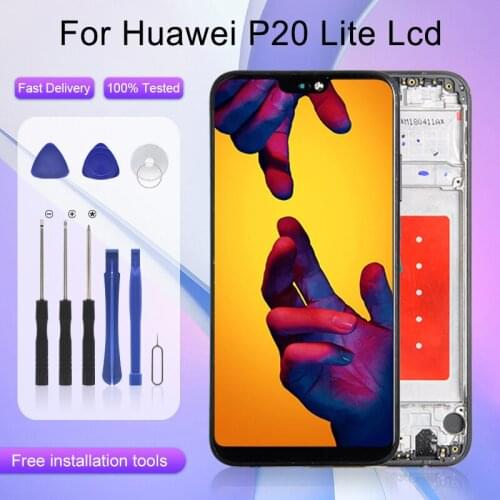 1Pcs 5.84inch For Huawei P20 Lite Lcd With Touch Screen Digitizer Assembly Nova 3e Display Free Shipping With Frame