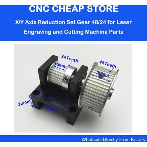 1:2 HTD 3M Timing Pulley 24 teeth 48 teeth CO2 Laser Engraving Cutting Machine Accessories - Belt Gear Kit