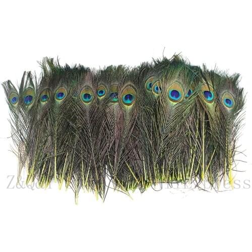 20 natural peacock feathers dyed yellow for craft decoration 25-30 cm (10-12 inches) Diy jewelry feather vase accessory