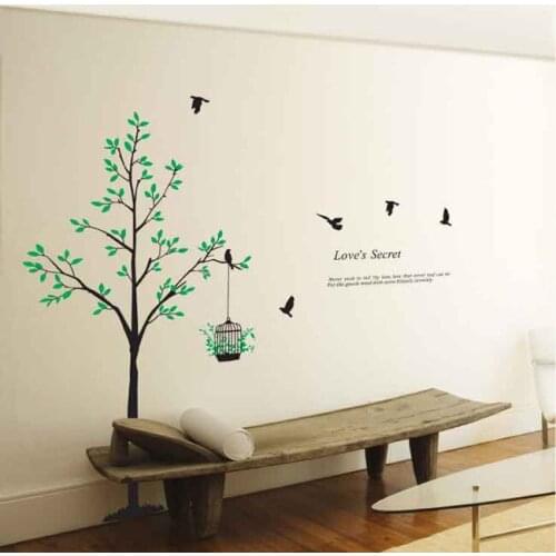 2018 Hot Sell Birds Tree Cage Flowers Love"s Secret Wall Stickers Vinyl Decal Home Art Decor Manul DIY
