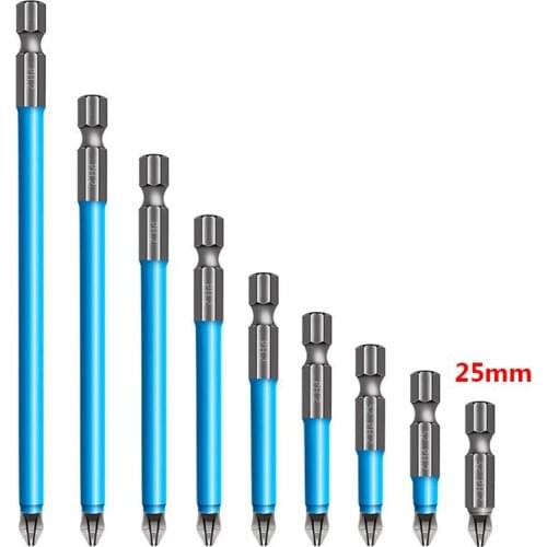 25mm-150mm 1/4\" Hex Shank Fits Magnetic PH2 Long Reach Electric Screwdriver Bits Exactness Single Phillips/Cross Head Power