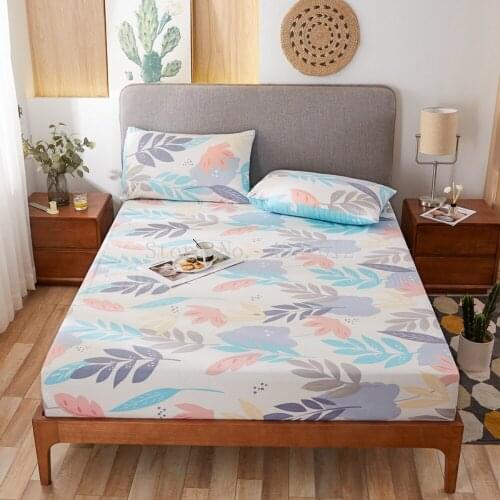 3pcs Elastic Fitted Sheet Cotton Bed Sheet Mattress Cover Simple Style Single King Size Bed Sheets 150x200 (With Pillowcase)