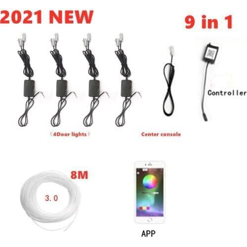 8M APP Fiber Optic Atmosphere Lamps Car Interior Ambient Light Decorative Dashboard Door Remote Control or App Control for audi
