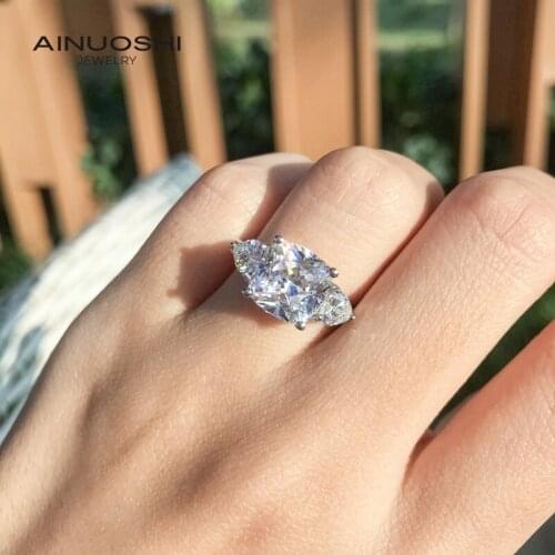 AINUOSHI 925 Sterling Silver Cushion Cut 9x9mm SONA Diamond Engagement Rings Women Luxury Silver Rings