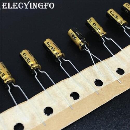 100pcs 47uF 16V47uf NICHICON FW Series 5x11mm 16V47uF Audio Aluminum Electrolytic Capacitor