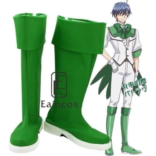 Anime Binan Koukou Chikyuu Bouei Bu Love! Battle Lover Epinal Green Boots Cosplay Party Shoes Custom Made