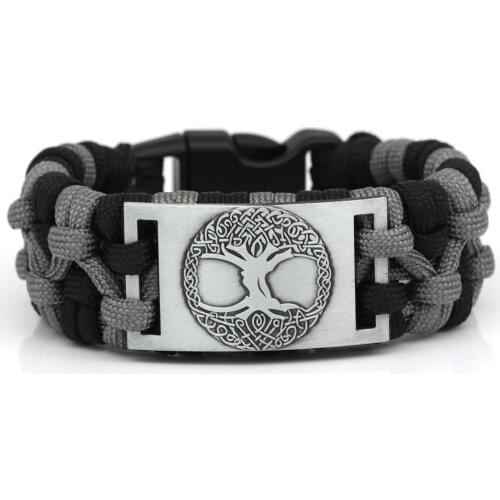 Handmade Viking Paracord Rune Yggdrasil Tree of Life Bracelet Nordic Jewelry With Gift bag