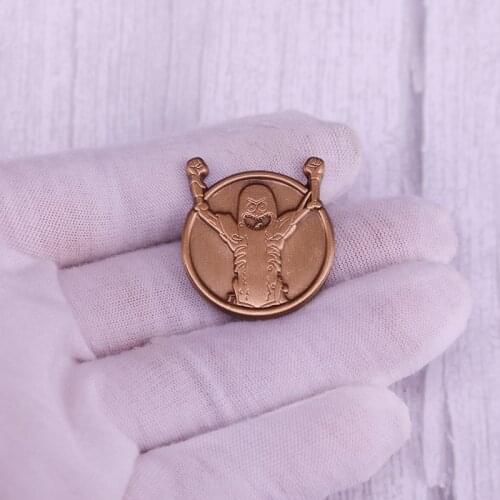 Pickle Rick brass brooch