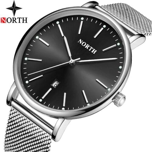 Luxury Brand Men Watches NORTH Fashion Business Simple Quartz Steel Mesh Watches Men Sport Waterproof Watches Relogio Masculino