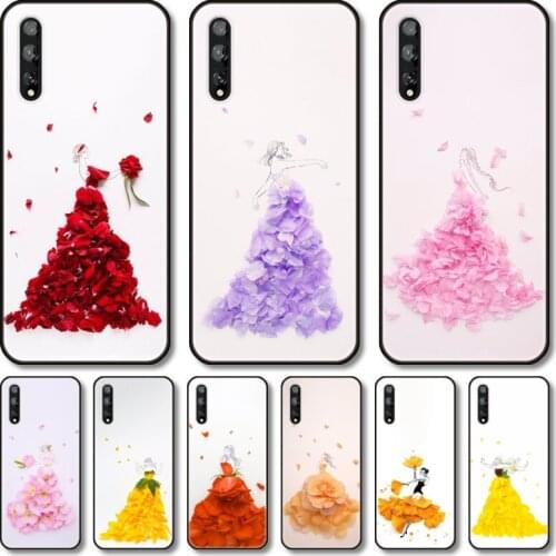 Beautiful girl flowers Phone Case For Huawei Y 5 6 7 8 9 A P S Pro 2020 2019 Black Shell Cover