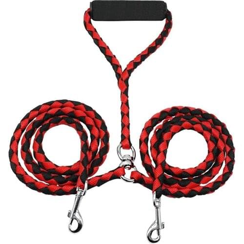 Durable Dual Dog Leash Comfortable Padded Handle Strong 360 Degree No Tangle Double Pet Walking Training Lead