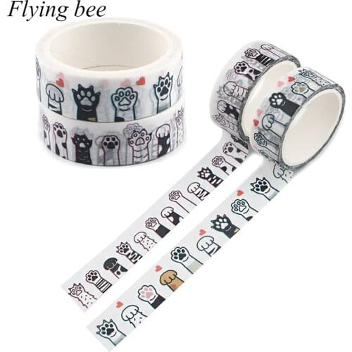 Flyingbee 15mmx5m Paper Washi Tape Cat Paw Kawaii Adhesive Tape DIY Scrapbooking Sticker Label Masking Tape X0888