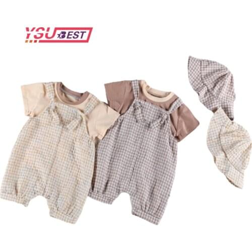 Baby Girls Rompers NewBorn Baby Suit Ifant Kids Baby Girl Boy Clothes T-Shirts + Strap Overalls Outfits + Hat Newborn Clothing