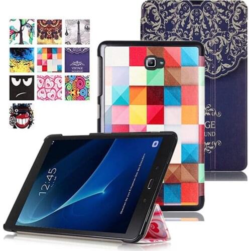 Print Stand Leather Magnet Smart Case Funda Cover For Samsung Galaxy Tab A 10.1 T585 T580 SM-T580 SM-T585 T580N T585C +Film +Pen