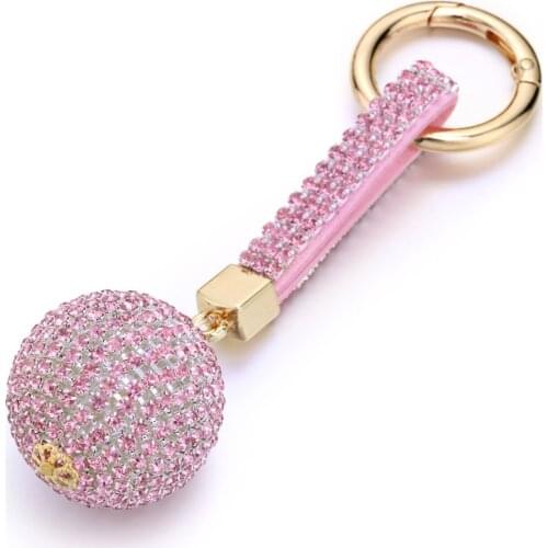 Rhinestone Leather Strap High Quality Exquisite Full Ball Crystal Handbag Purse Bag Pendant Charm Keyring For Car Key Chain K399