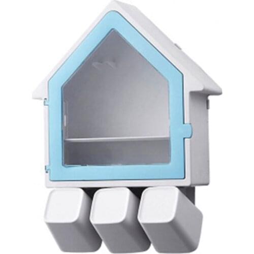 Creative Small House Free Punch Toothbrush Rack Toiletry Mouthwash Cup Set Wall Hanging