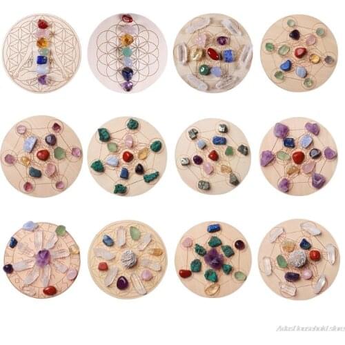 Healing Crystal Chakras Gems Amethyst Rainbow Stones Pendant Divination Board Set for Yoga Meditation Spiritual Favor Dropship