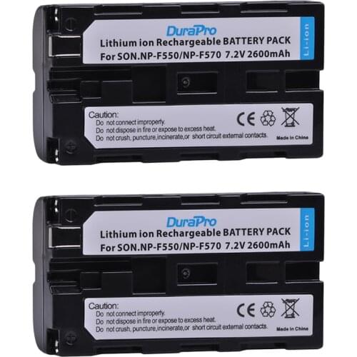 DuraPro 2pc NP-F550 NP-F570 7.2V 2600mAH Li-ion battery for Sony np f550 f570 CCD-SC55 CCD-TRV81 DCR-TRV210 MVC-FD81 Camera