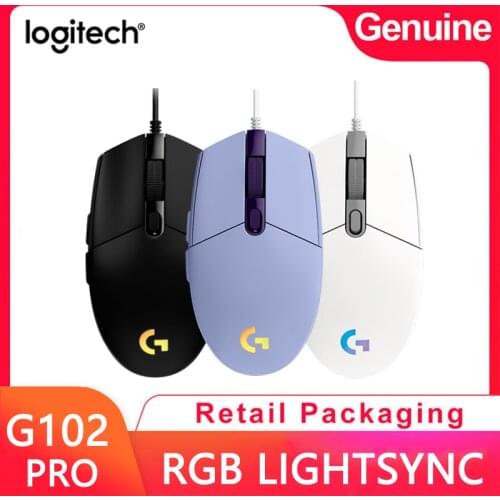 Logicool G gaming mouse wired G102 white LIGHTSYNC RGB 6 programming buttons 85 grams lightweight