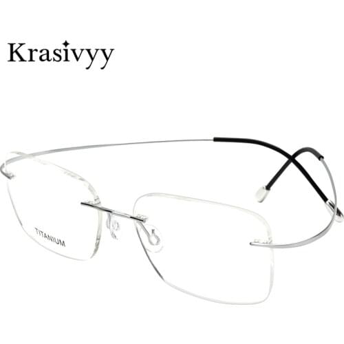 Krasivyy Pure Titanium Rimless Glasses Frame Men Prescription Eyeglasses Germany Women Myopia Optical Frame Screwless Eyewear