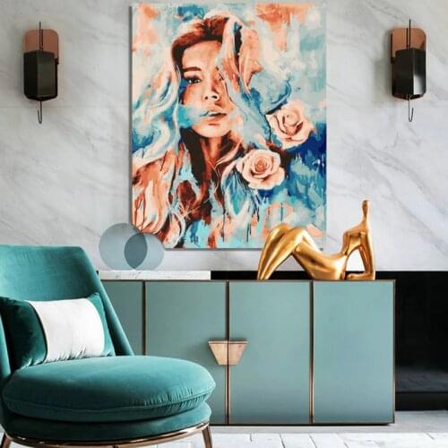 Paint by number art painting by numbers Abstract hand drawn flower girl creative decorative drawing hand drawn decompression