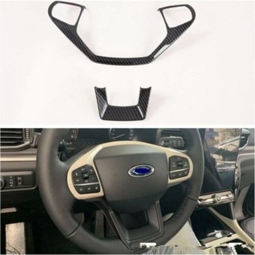 Car Inner Steering Wheel Trim Cover Styling Chrome ABS Sticker Fit for Ford Explorer 2015-2020